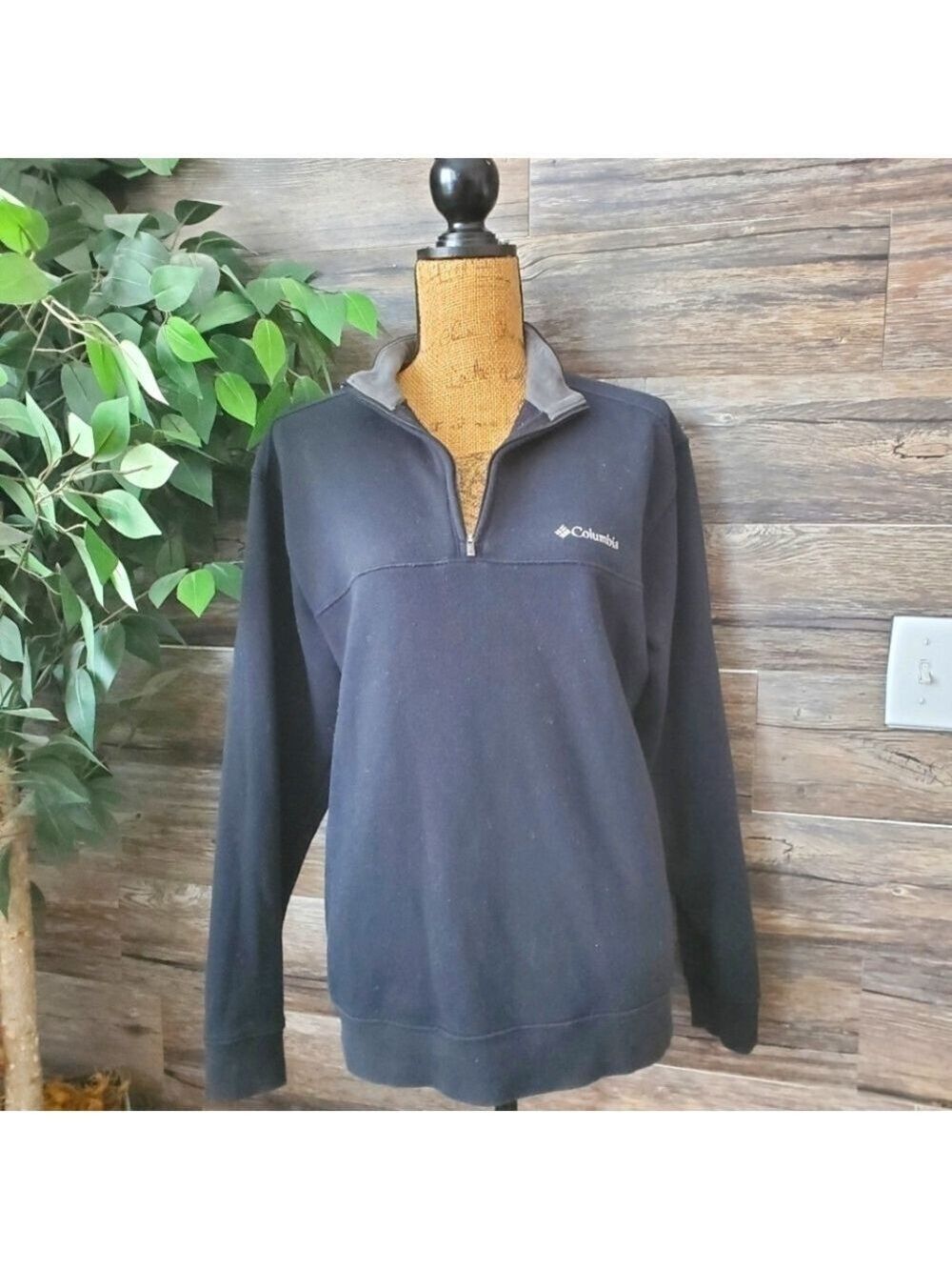 Columbia Mens Half Zip Pullover Fleece Sweater Black Small
